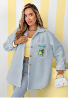 Bunda kożuszek z nadrukami Capri Dolce Vita ecru