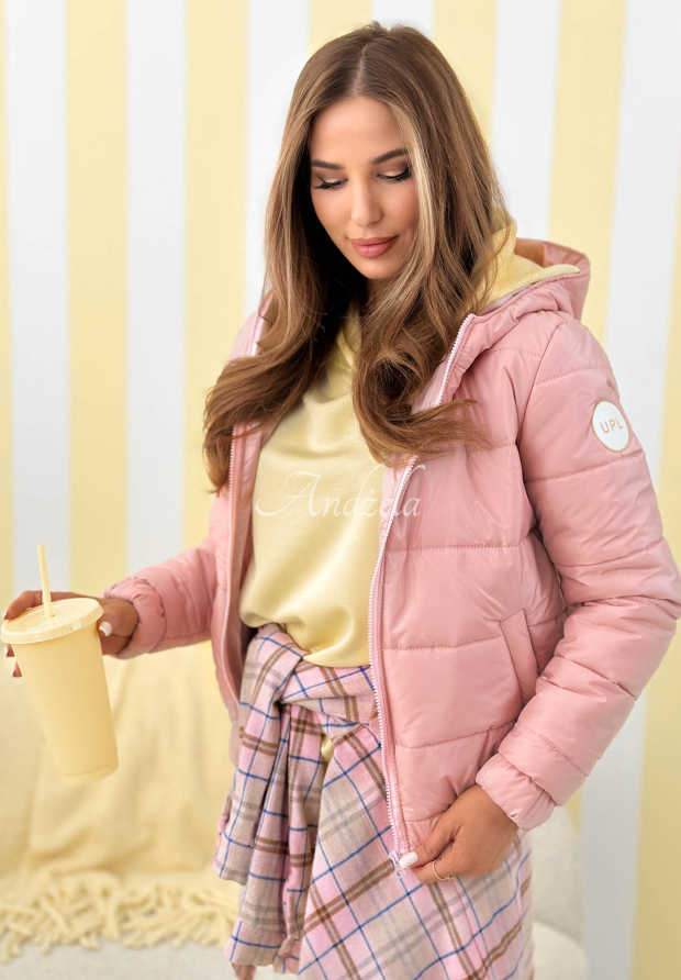 Pro&scaron;&iacute;van&aacute; bunda s kapuc&iacute; Warm Daylight pudrov&aacute; růžov&aacute;