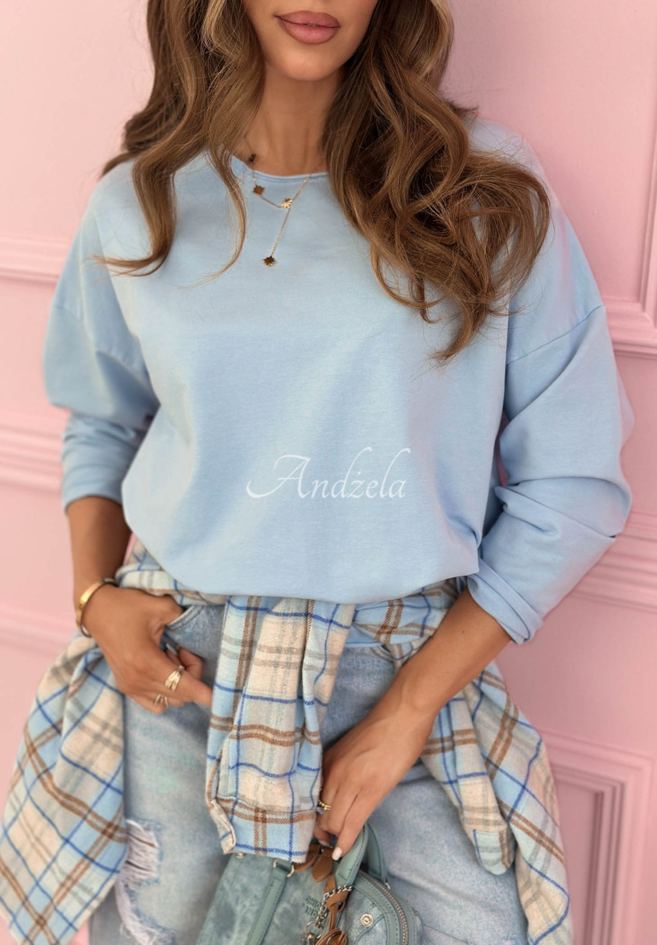 Bavlněné tričko s dlouhým rukávem Hey Spring blankytná