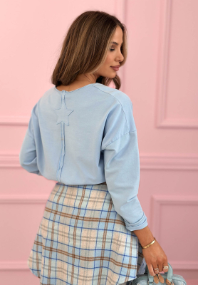 Bavlněné tričko s dlouhým rukávem Hey Spring blankytná