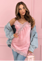 Satynowy top z koronką Seductive Lace pudrová růžová