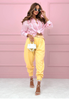 Pasiasta Košile z lyocellu z falbankami Spring Garden Party pudrová růžová