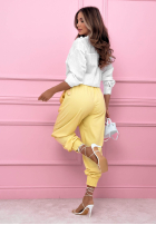 materiálové Kalhoty ze ściągaczami Get Ready žluté