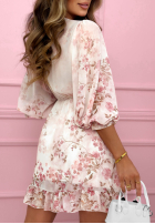 Kwiecista Šaty z falbankami Spring Bouquet pudrová růžová