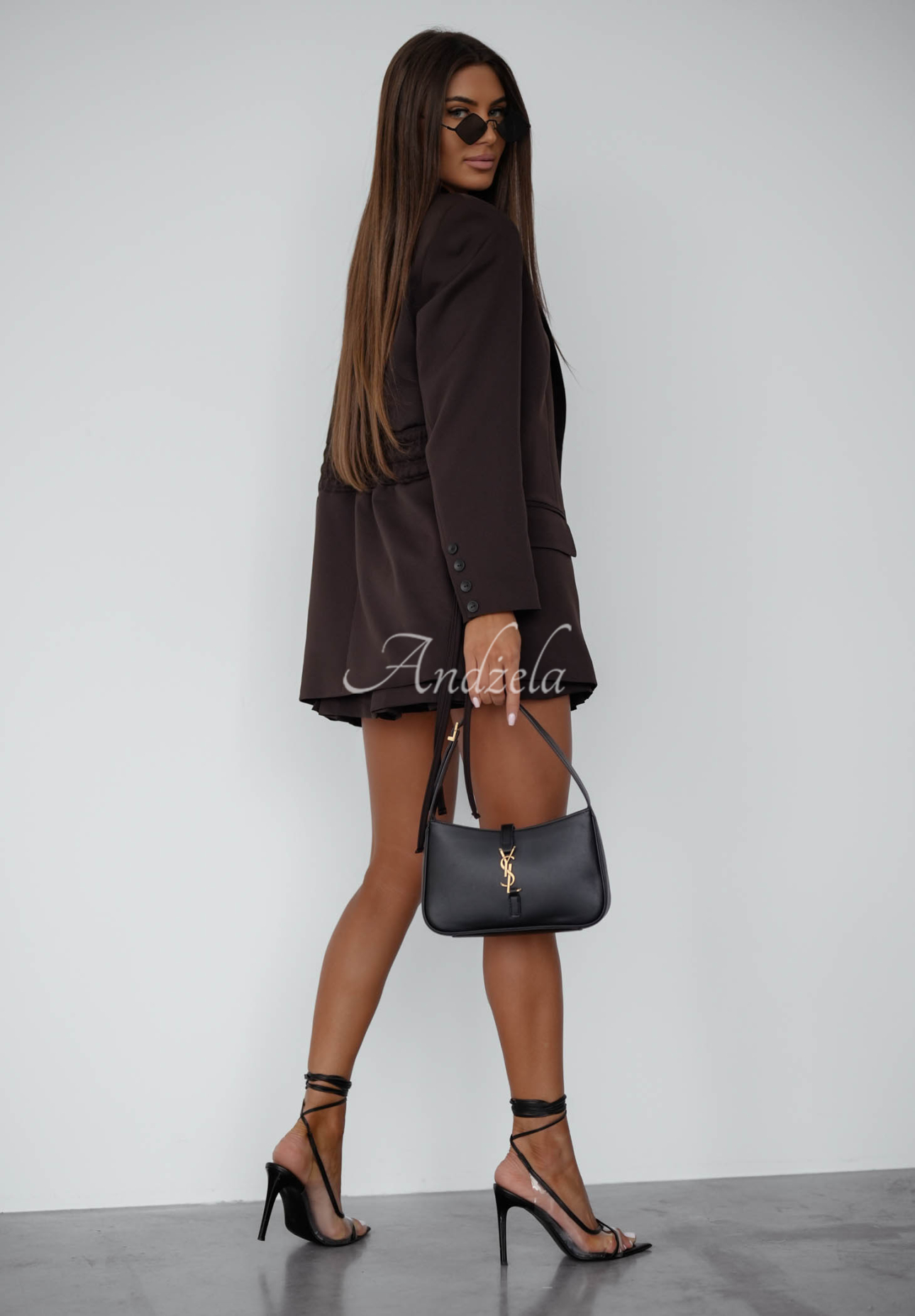 Sako s vázáním She Believed It čokoládová