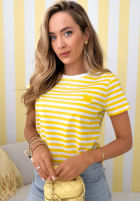 Tričko pruhované se srdíčkem Love Spell bílo-žlutá