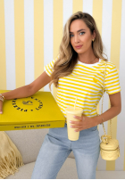 Tričko pruhované se srdíčkem Love Spell bílo-žlutá