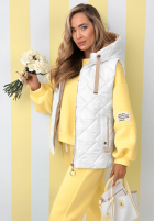 Prošívaná Vesta s kapucí Spring Touch Bílá