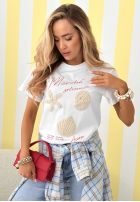 Bawełniany Tričko z haftowanymi muszelkami Gifts From Sea Bílá