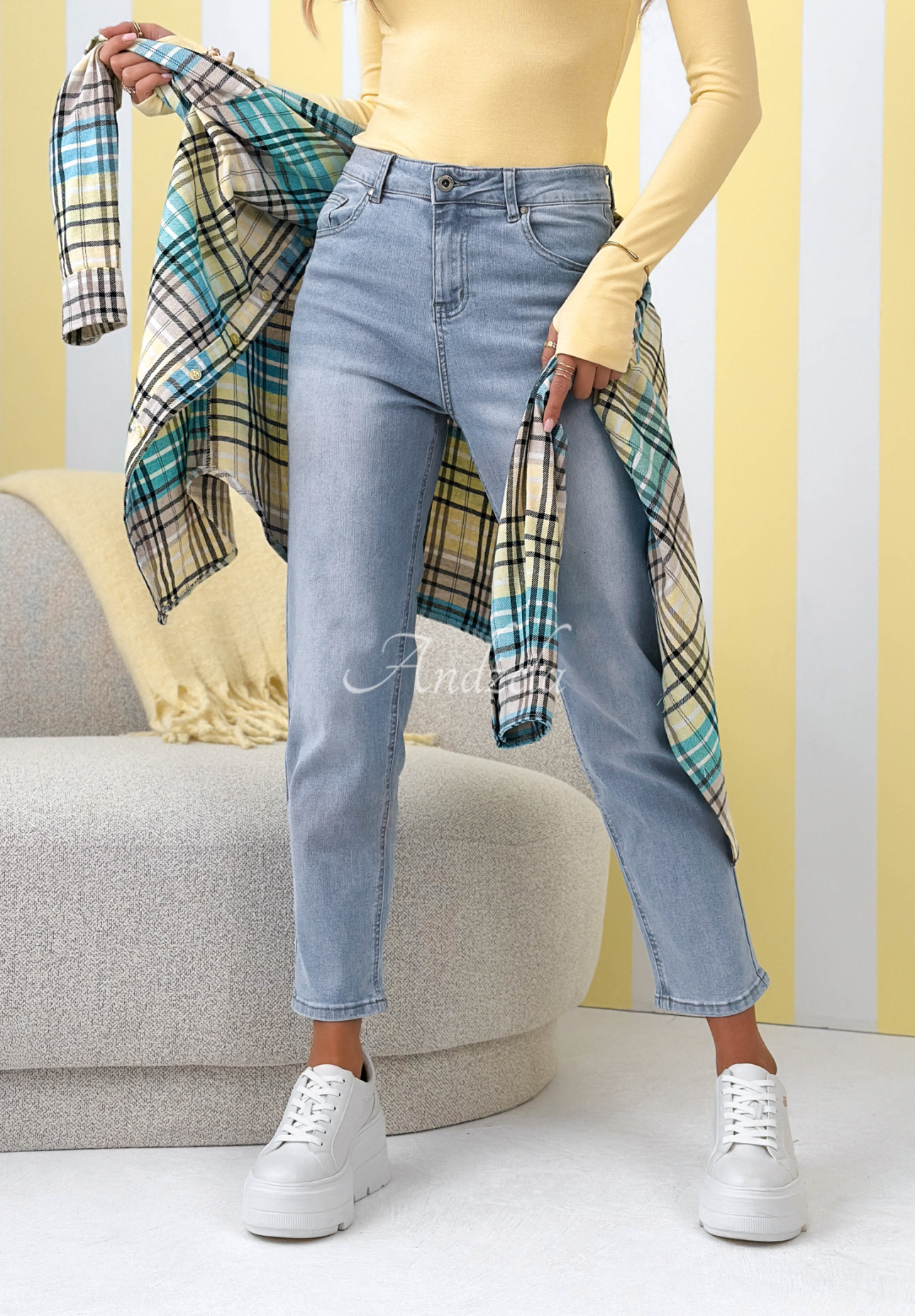 Džíny mom fit No Way modré