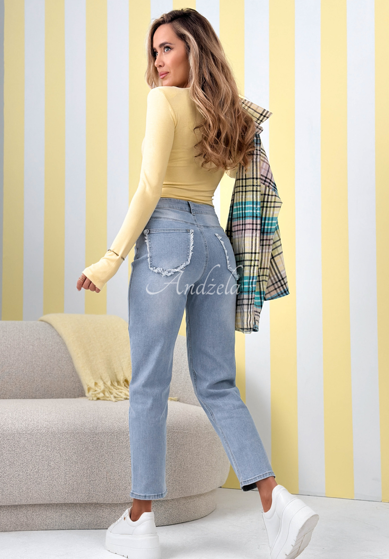 Džíny mom fit No Way modré