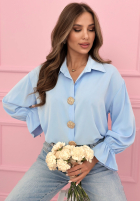 Košile z ozdobnymi broszkami Brunch Outfit blankytná