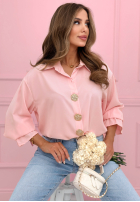 Košile z ozdobnymi broszkami Brunch Outfit pudrová růžová