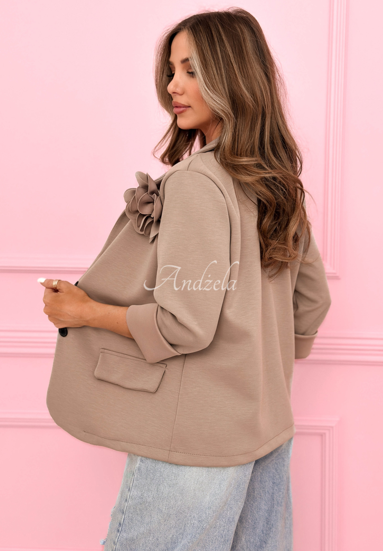 Sako s růží a viskózou Elegant Rosalia Mokka