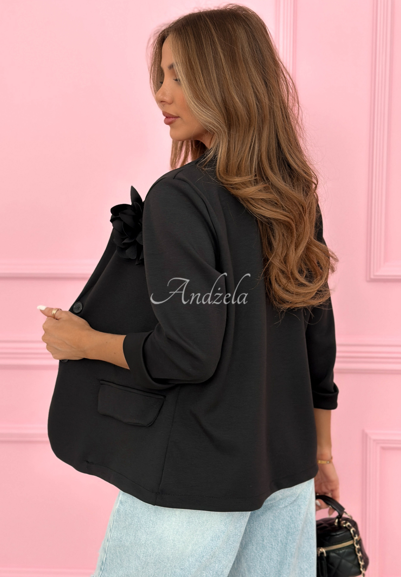 Sako s růží a viskózou Elegant Rosalia černá