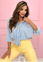 Elegancka Košile z wiązaniem Fresh Tulips blankytná