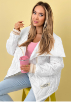 Prošívaná Bunda z kołnierzem Where Are We Bílá