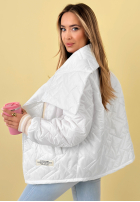 Prošívaná Bunda z kołnierzem Where Are We Bílá