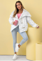 Prošívaná Bunda z kołnierzem Where Are We Bílá