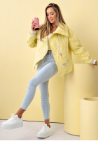 Prošívaná Bunda z kołnierzem Where Are We Bílá