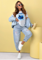 Tričko z nadrukiem Sweet Goodness biało-modrý