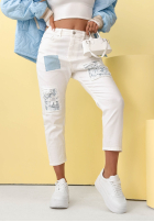 Kalhoty džínové  skinny z koronkowymi naszywkami World Of Lace bílé