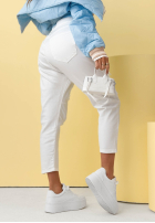 Kalhoty džínové  skinny z koronkowymi naszywkami World Of Lace bílé