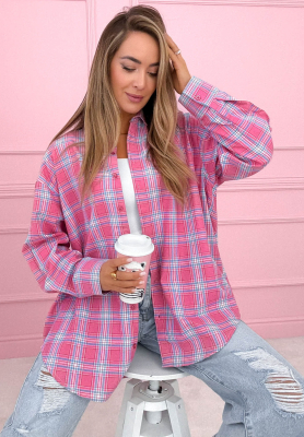 Bavlněn&aacute; k&aacute;rovan&aacute; ko&scaron;ile Jessica růžov&aacute;