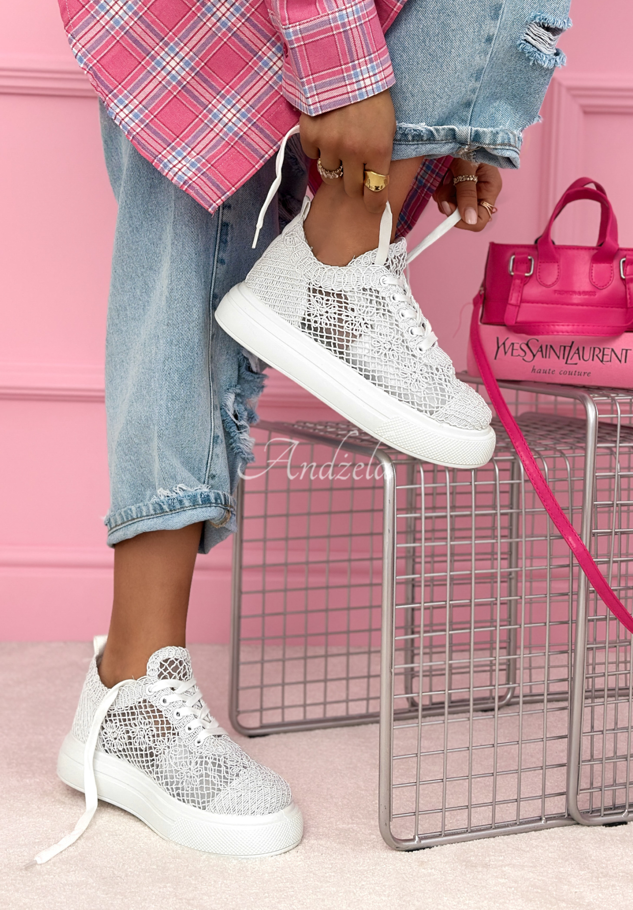 Krajkové tenisky Heidi bílé