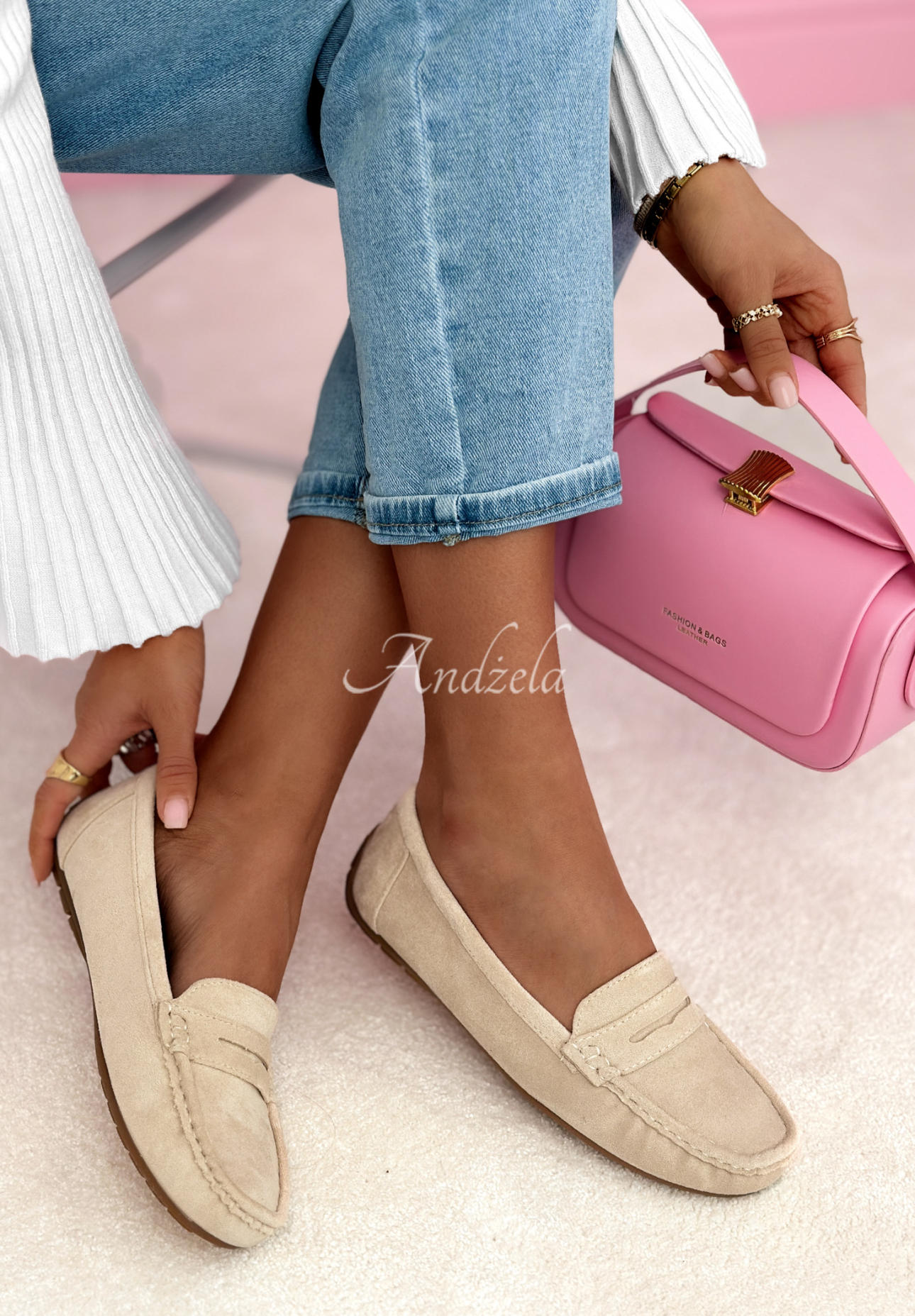 Semišové mokasíny Nadine béžové