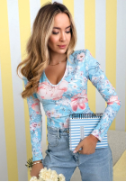 Kwiecista Halenka z dekoltem Camellia fuchsiová