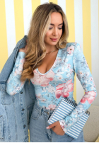 Kwiecista Halenka z dekoltem Camellia fuchsiová