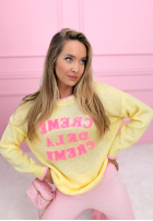 Svetr z napisami Creme De La Creme žlutá