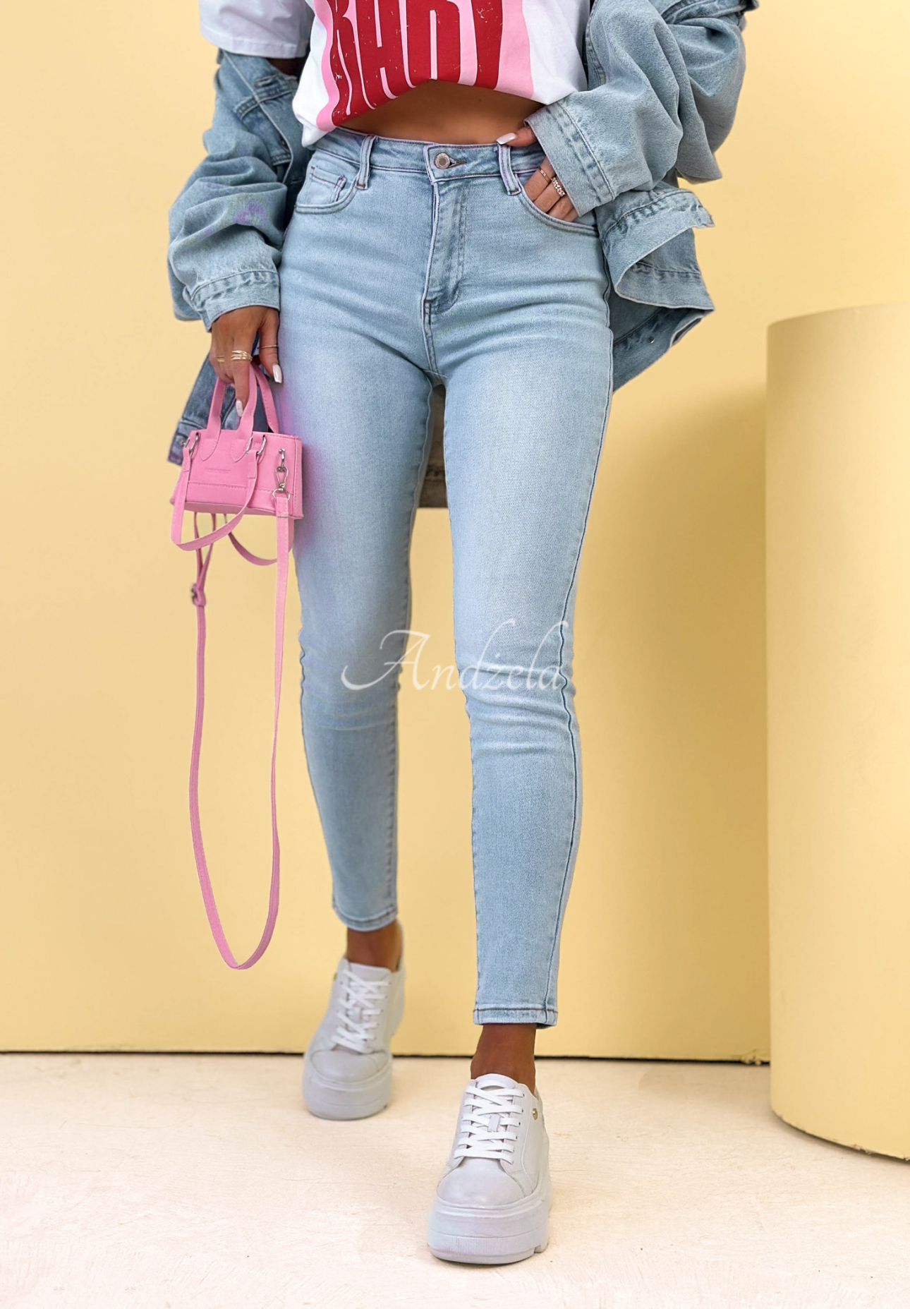 Džíny skinny Pamela světle modré