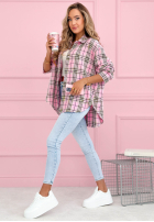 Košile w kratę Province House pudrová růžová