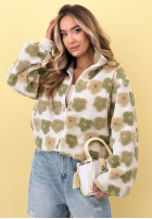 Kwiecista Bunda ze stójką Garden Of Flowers biało-zelená