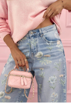 Kalhoty džínové  wide leg w kwiaty Florimel světle modré