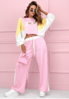 Tepláková souprava Mikina i Kalhoty Spring Amour różowo-žlutá