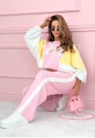 Tepláková souprava Mikina i Kalhoty Spring Amour różowo-žlutá