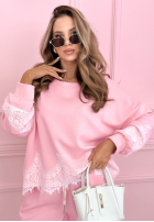 Tepláková souprava z koronką Lace Trace růžový