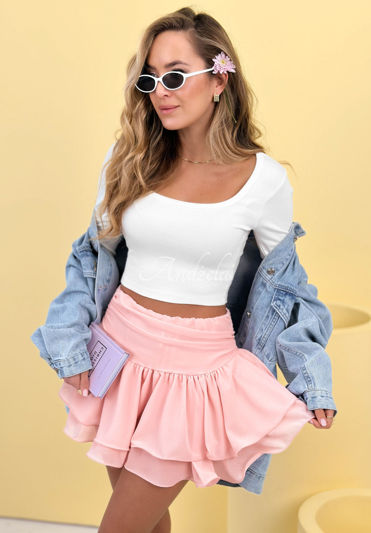 Sukňové šortky s volánkem All Over Again růžové