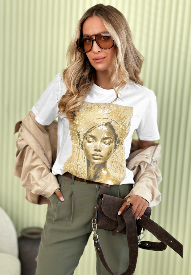 Bavlněn&eacute; tričko s potiskem Golden Lady B&iacute;l&aacute;