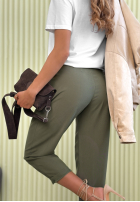 Eleganckie Kalhoty wide leg z paskiem Begin Doing khaki