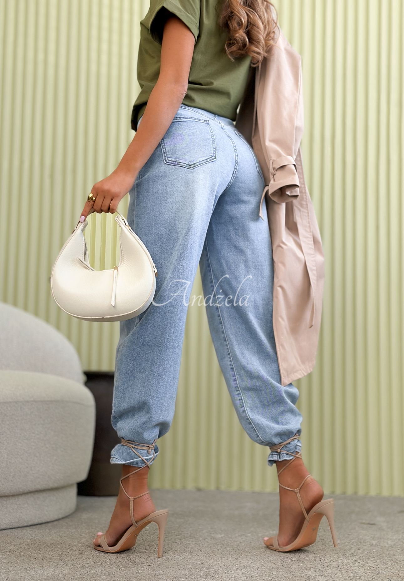 Džíny balloon s páskem Freya modré