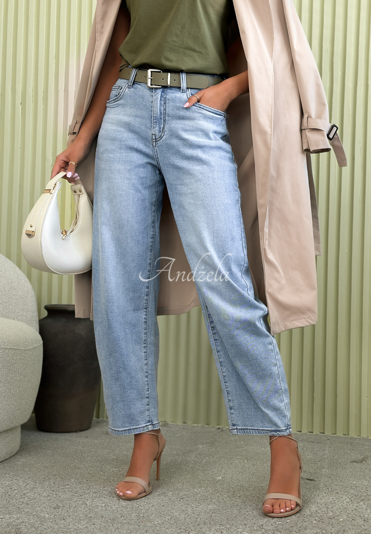 Džíny balloon s páskem Freya modré