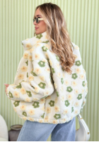 Kwiecista Bunda ze stójką Garden Of Flowers biało-zelená