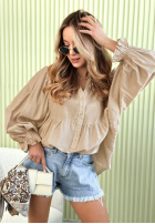 Lekka Košile z bufiastymi rękawami Spring Poems béžová