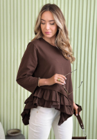 Asymetryczna Halenka longsleeve z falbankami Ruffle Lady ecru