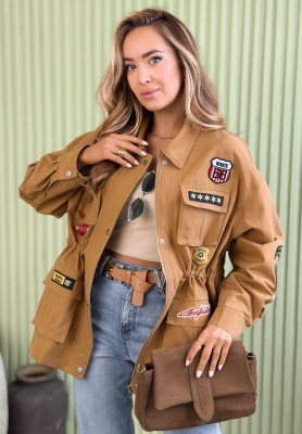 Bavlněn&aacute; parka s n&aacute;&scaron;ivkami Palloma velbloud&iacute;