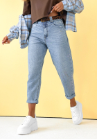 Kalhoty džínové  boyfriend z paskiem Make Me Smile modré